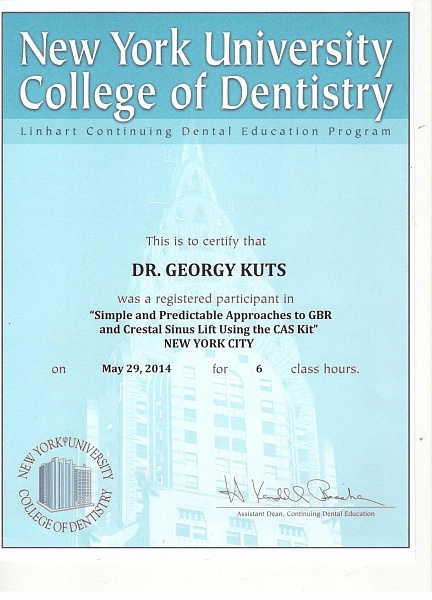 Георгий Куц. "Simple and Predictable Approaches to GBR and Crestal Sinus Lift Using the GAS Kit"