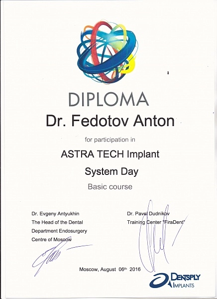 Федотов Антон. ASTRA TECH Implant System Day. Basic course